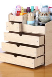木质带抽屉多层双排收纳盒家用桌面文具收纳储物盒化妆品首饰盒