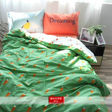 北欧纯棉红萝卜四件套简约宜家风卡通韩式全棉床单1.8m床上用品