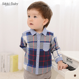 男童纯棉衬衫 宝宝长袖格子衬衫儿童衬衣婴儿衣服童装0-1-2-3岁