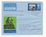 英国 莎士比亚邮资邮简1964实寄,由联合国驻塞浦路斯的英国部队寄