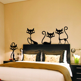 可爱猫温馨卧室床头装饰平面镂空墙贴 宠物店铺橱窗玻璃贴纸特价