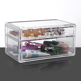透明PS塑料韩式化妆品收纳盒抽屉式双层大号梳妆台桌面彩妆整理盒