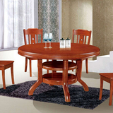 进口橡木圆桌带转盘双层实木大餐桌饭桌1.5米1.6米1.8米餐桌椅