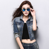 2015秋冬新款品牌女装韩版修身显瘦淑女长袖牛仔小短装外套 促销