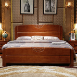 实木床1.8米简约现代中式储物高箱床1.5m橡胶木双人高档婚床特价
