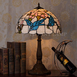 蒂凡尼鹦鹉台灯欧式复古创意卧室床头田园彩色玻璃装饰灯工厂直销