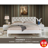 简约现代双人床烤漆软靠卧白色实木床1.5米1.8米大床卧室家具婚床