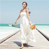 海边度假韩国情侣装夏装波西米亚显瘦修身吊带女沙滩连衣裙长裙T