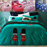 欧式简约全棉床上用品四件套1.8m纯色卡通儿童床品三件套1.2米床
