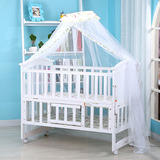 欧式多功能婴儿床实木无漆环保白色双层变书桌可加长儿童床Q6B