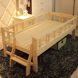纯实木儿童床 简易男孩女孩幼儿床带护栏松木小孩床环保清漆