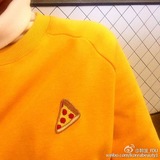 韩国潮牌代购直邮RUNDS春装新款爆款披萨刺绣纯色情侣卫衣多色