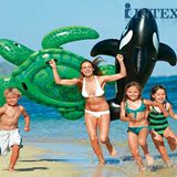 正品INTEX儿童成人玩水上充气动物游泳座圈坐骑海龟蓝鲸沙滩玩具