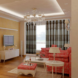 家装客厅卧室阳台字母咖色橘黄印花现代简约遮光窗帘成品设计定做