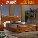 实木床 全实木双人床 1.5米1.8米高档橡木床 现代中式高箱储物床