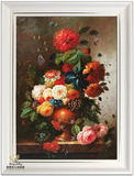 查理夫人 简欧白框玄关装饰画静物花卉油画手绘走廊尽头挂画14280