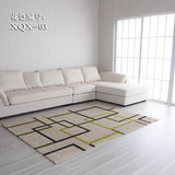 清新绿色彩色几何简约现代中式客厅地毯 卧室样板房书房地毯现货