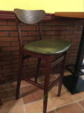 北欧风格 时尚 休闲 软垫靠背 实木酒吧椅 高脚餐椅 吧凳