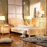 牧晨家居高档实木家具卧室双人床1米 1.2米实木木质橡木儿童床
