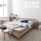 厌式房间 实木床双人床新中式日式家具简约现代北欧文艺无印良品