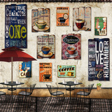 美式挂画酒吧餐厅装饰画无框画墙面装饰壁画咖啡厅复古木板画做旧