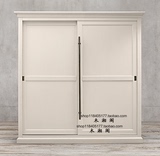 美式法式乡村移门衣柜 欧式复古两门衣柜 经典实木移门衣柜可定制
