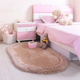 可爱家用椭圆地毯 儿童房间满铺地毯卧室 床前床边毯 纯色弹力丝