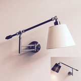 美式铁艺可伸缩调节摇臂灯客厅灯书房过道卧室床头可折叠创意壁灯