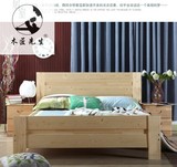 全实木床1.8米1.5米松木双人床1.35米1.2 1米白色儿童床硬板大床