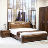 全实木床1.8米双人床 黑胡桃木床 中式卧室家具高箱PK黄金胡桃木