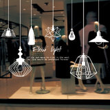 时尚创意吊灯墙贴纸 咖啡奶茶商场店铺玻璃橱窗门窗墙壁装饰包邮