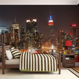 锦上花无缝大型壁画 香港城市夜景沙发背景墙壁画  客厅卧室壁纸
