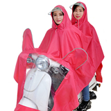 摩托车踏板车男女通用成人雨披 牛津布防水有镜套电动车双人雨衣
