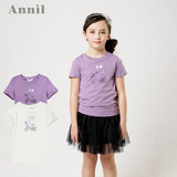 安奈儿女童装 专柜正品夏款短袖圆领T恤针织衫 AG321160
