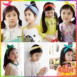 韩国儿童头饰品 甜美布艺兔耳朵发带发箍 女童发带百变宽边蝴蝶结