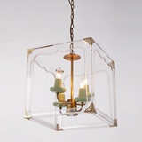 现代新中式透明亚克力电镀铜色蜡烛新款创意设计师卧室餐厅吊灯