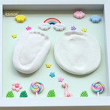 包邮原创棒棒糖婴儿宝宝手足印泥相框套装新生婴儿手脚印百天纪念