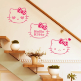 kitty三款猫头墙贴纸 可爱萌家居儿童卧室背景墙贴客厅电视墙壁贴