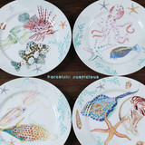 出口英式外贸餐具西餐盘餐具牛排盘陶瓷创意海洋动物儿童盘子特价