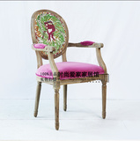 欧式餐椅美式实木雕花休闲椅复古酒店单人椅时尚简约客厅椅可定制