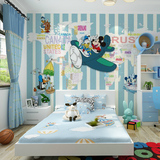 儿童房卡通米老鼠墙纸环保壁纸迪士尼唐老鸭可爱游乐场大型壁画