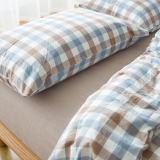 水洗棉纯棉双色格子四件套 双人单人床单被套日式简约 春夏床品