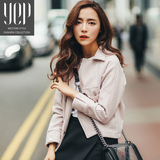 YEP2016春装韩版新品西装领复古工装小香风女外套短款修身百搭