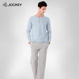 正品优质Jockey男士家居服套装秋季睡衣长袖长裤 精梳棉 柔软舒