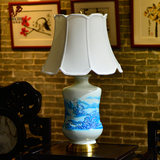 wanlang 卧室床头灯客厅书房酒店复古陶瓷浮雕奢华装饰台灯5115