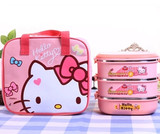 Hello kitty哆啦A梦 儿童饭盒袋斜挎饭盒保温包 可爱便当包餐盒包