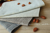 素罗促销特价日式田园棉麻素色条纹西餐野餐垫盖巾鼠标垫纯色布艺