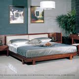 新中式实木床 1.5m1.8米双人床 卧室家具婚床平板大床实木雕刻