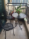 茶几小圆桌套装阳台桌椅组合三件套欧式创意室外铁艺休闲庭院户外
