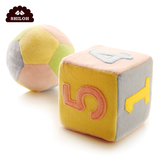 SHILOH婴儿玩具 毛绒布艺摇铃 宝宝新生儿球和数字方块 认知玩具
